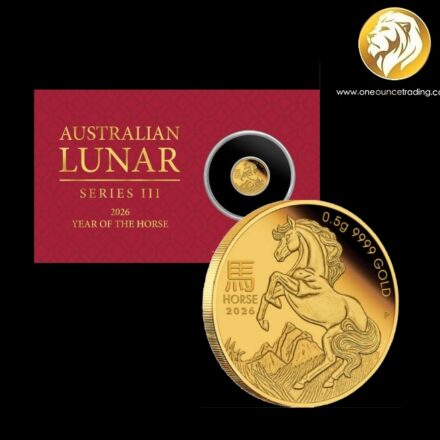 Pre Order - 0.5 grams Mini Horse Gold Proof Coin in Card Lunar Year of the Horse 2026 (ETA: 2nd week April 2026)