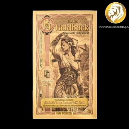 Pre Order - 0.25 Goldbacks 1/4000 oz JUSTICE 24K Pure Gold IDAHO 2026 (Starts shipping: 3rd week August 2026)